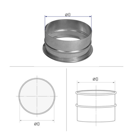 Врезка нип./отб. Ф1000/Ф1000 L=120 оц. сталь 1