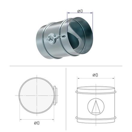 Дроссель клапан нип./нип. Ф100 L=200 оц. сталь 0,5